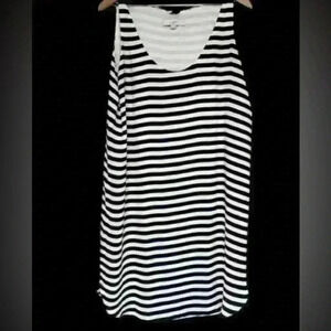 Ann Taylor Loft Navy Blue White Striped Tank Sheath Dress Size Petite Medium.